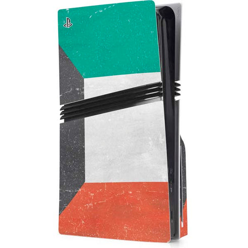 Kuwait Flag Distressed PS5 Pro Disk Console Skin